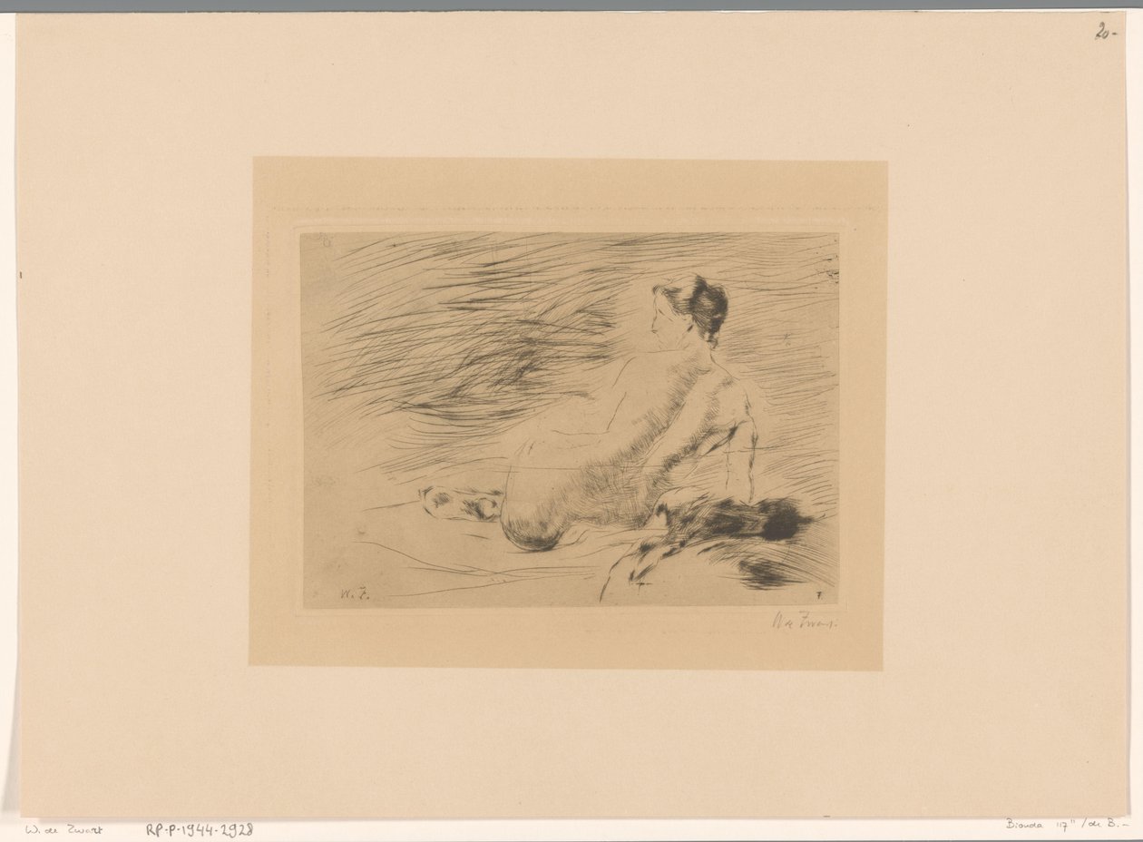 Liggande naken kvinna Liggande naken (originaltitel) av Willem de Zwart (signed by artist)