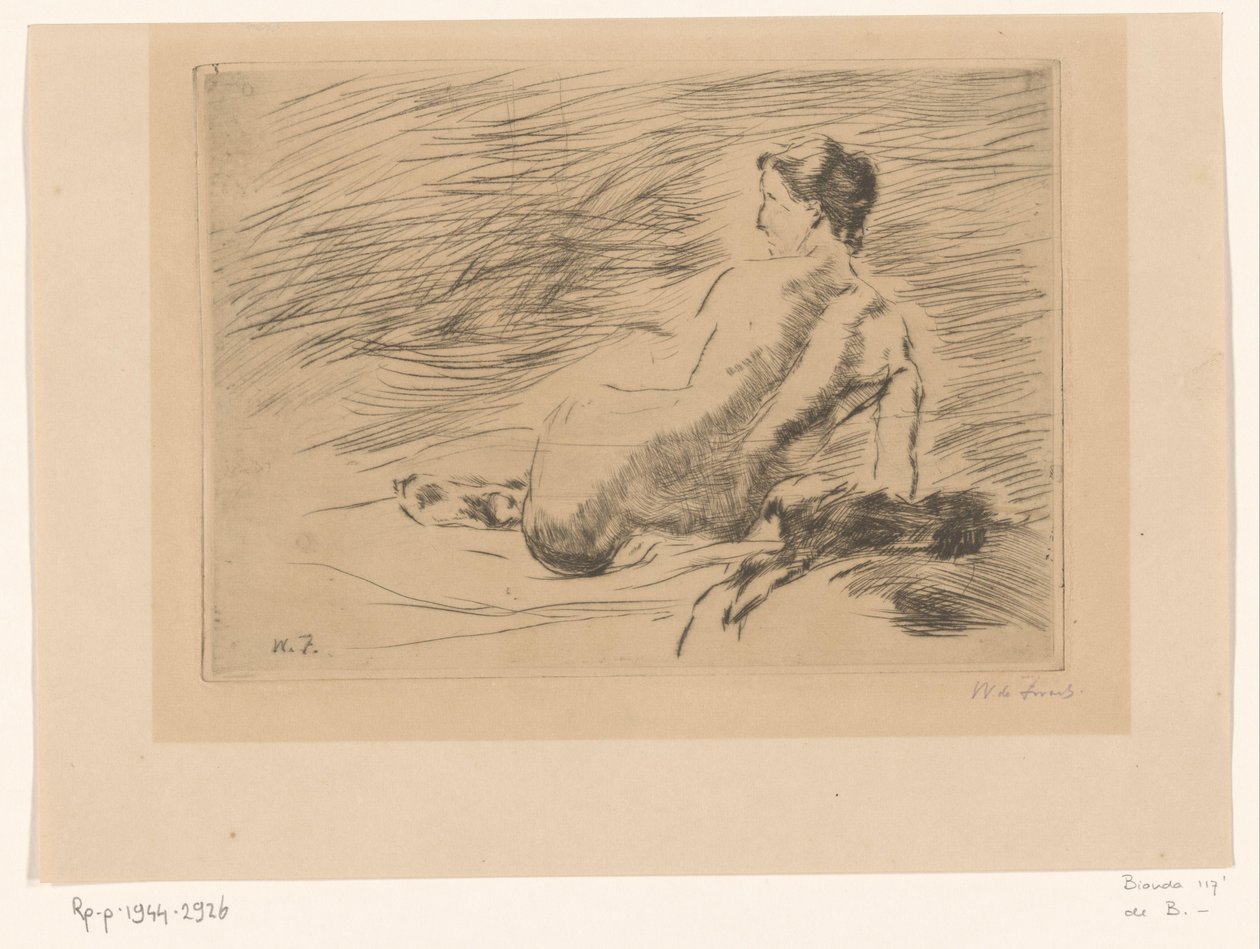 Liggande naken kvinna Reclining Naken (originaltitel) av Willem de Zwart (signed by artist)
