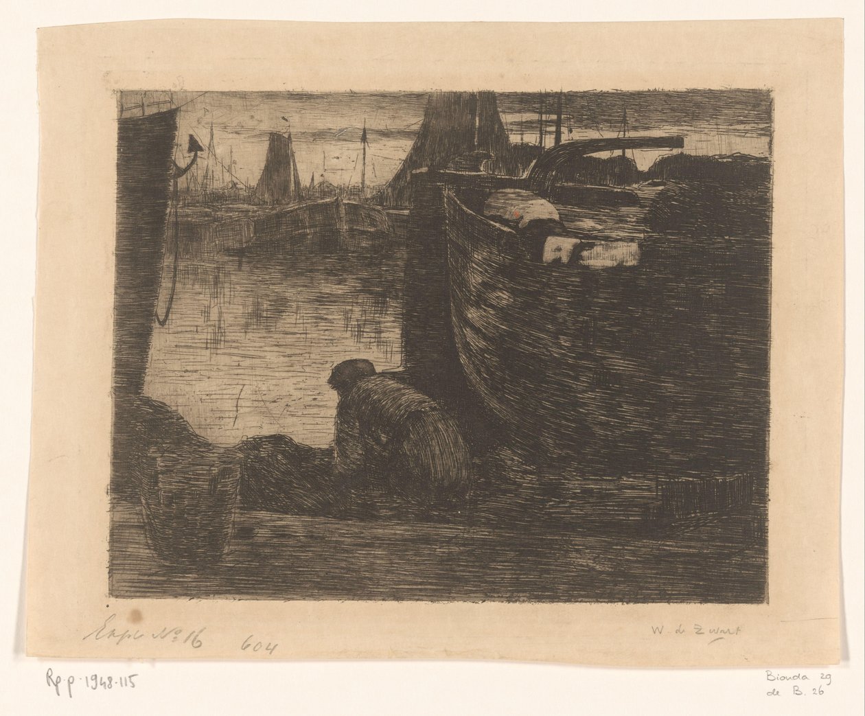 Man på kajen i en hamn På kajen (originaltitel) av Willem de Zwart (signed by artist)