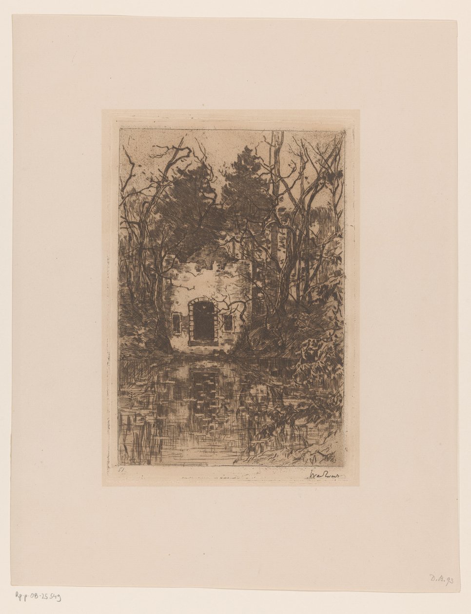 Ruin vid en damm Ruiner vid en damm (Lage Vuursche) (originaltitel) av Willem de Zwart (signed by artist)