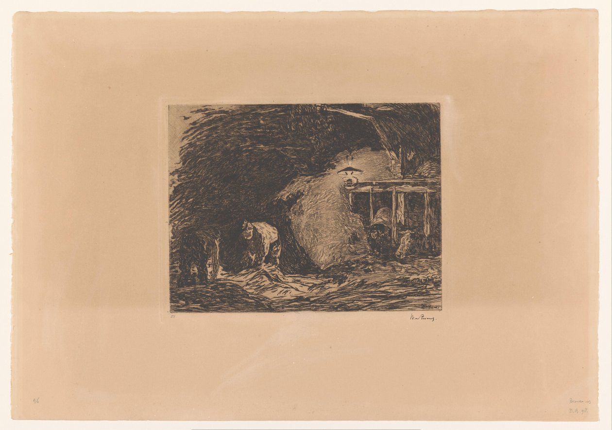 Stabil inredning med lampljus av Willem de Zwart (signed by artist)