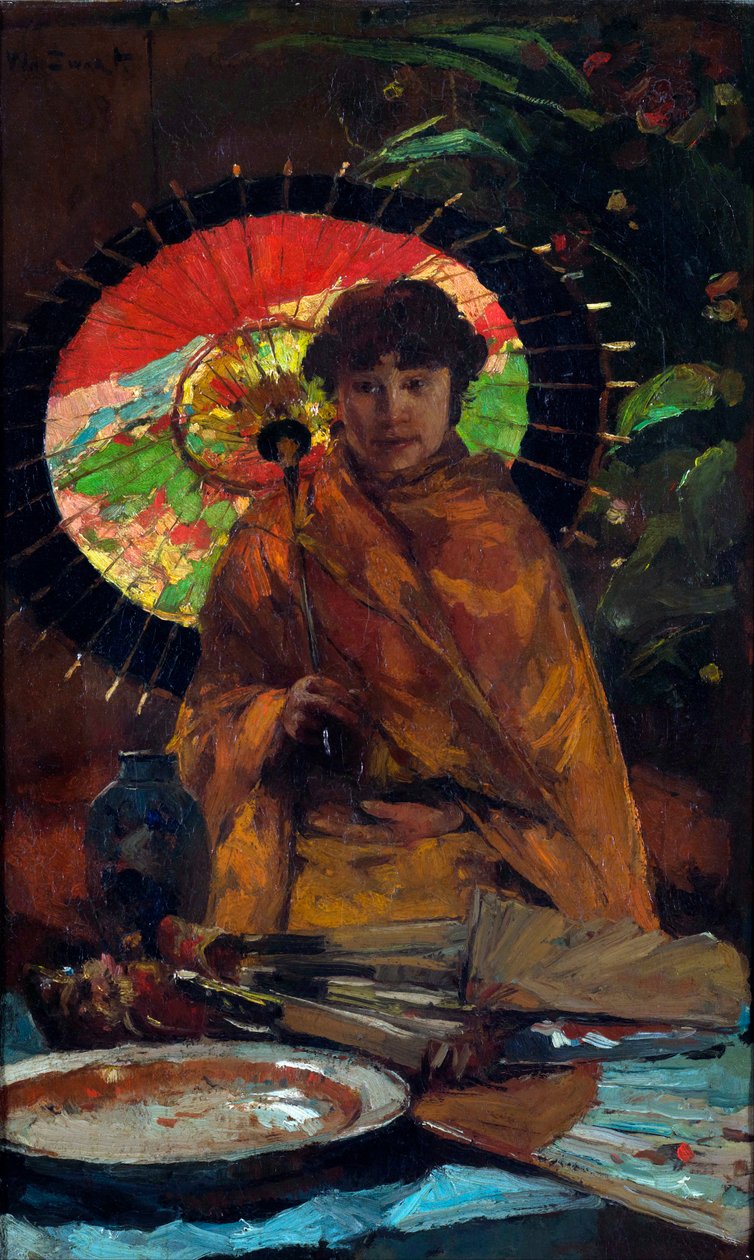 ""Flicka med japanskt parasoll" Målning av Willem de Zwart (862-1931) - ca 1899 - Olja på duk Dim 82,5x51 cm Gemeentemuseum Den Haag av Willem de Zwart
