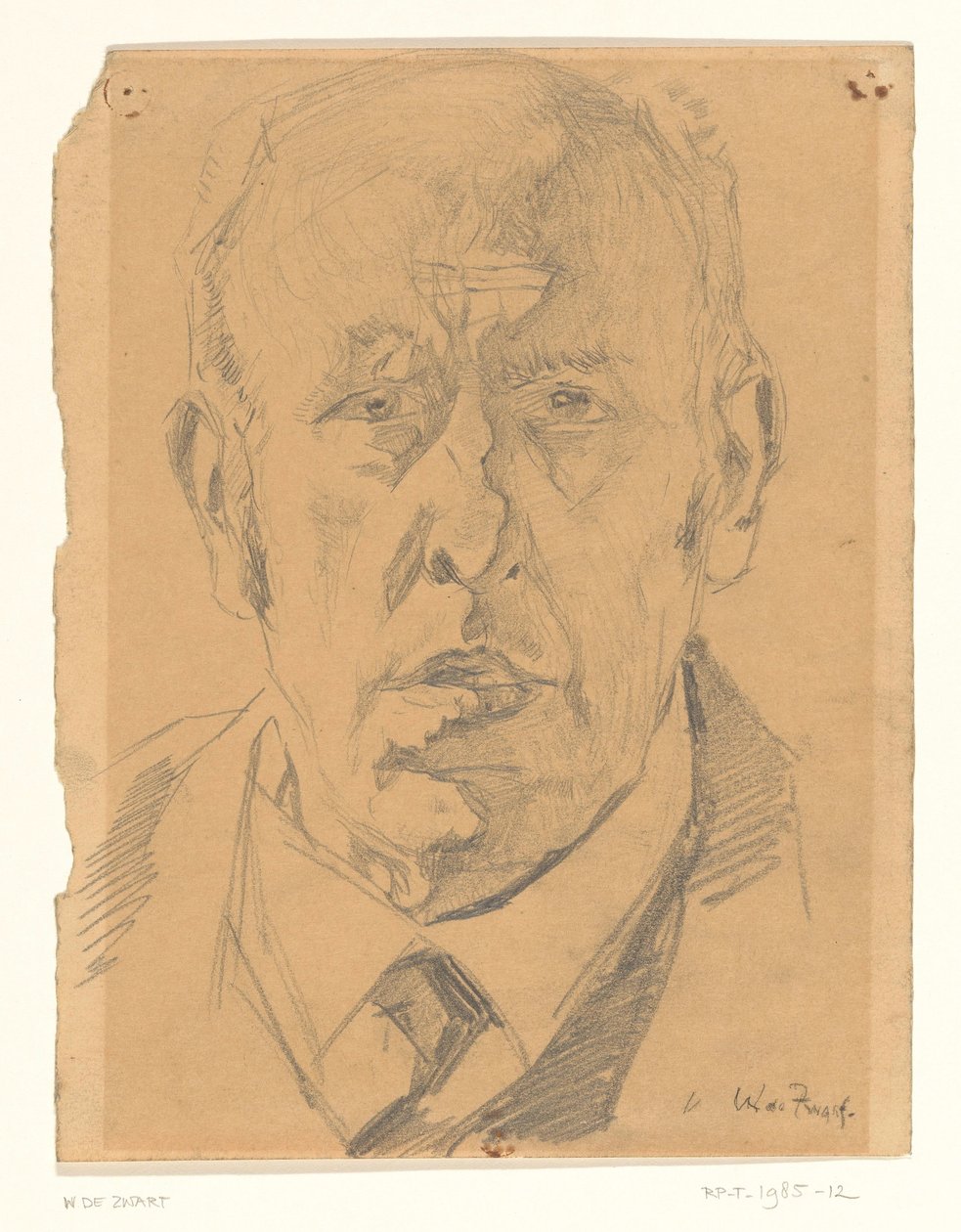 Porträtt av en man, framifrån av Willem de Zwart