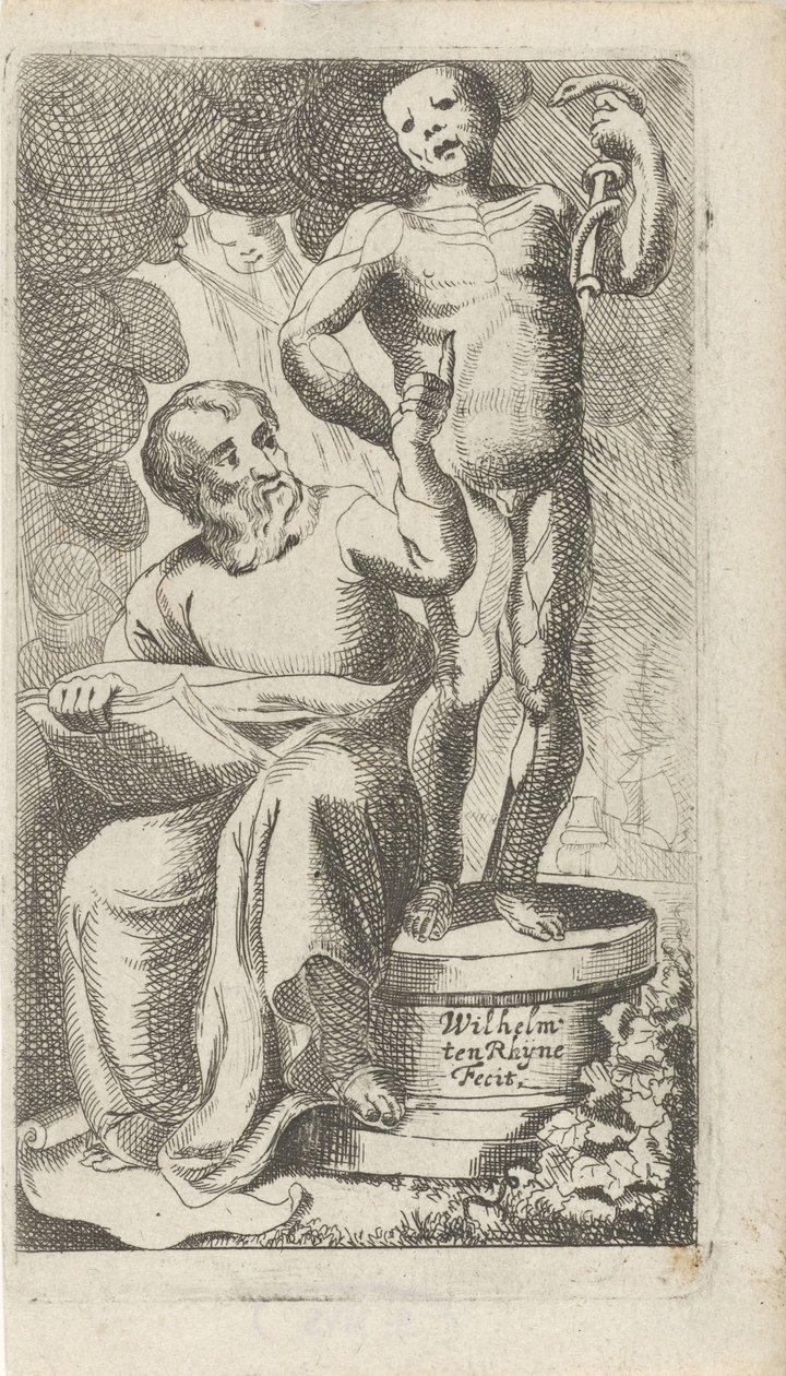 Illustration till titelsidan på boken "Meditationes in magni Hippocratis" av Willem ten Rhijne