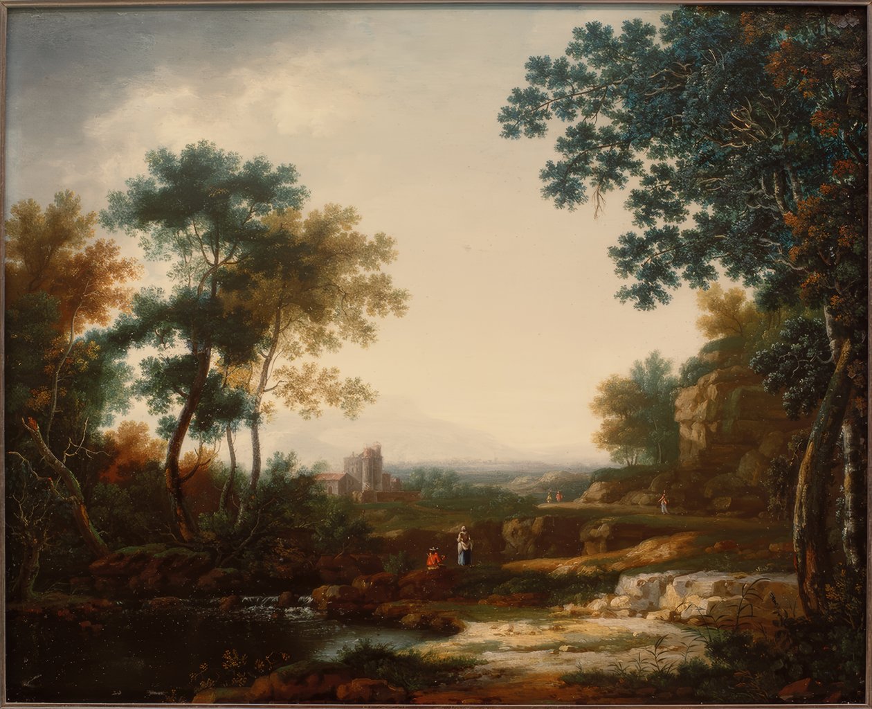 Landskap med ruiner och figurer av Willem van Bemmel