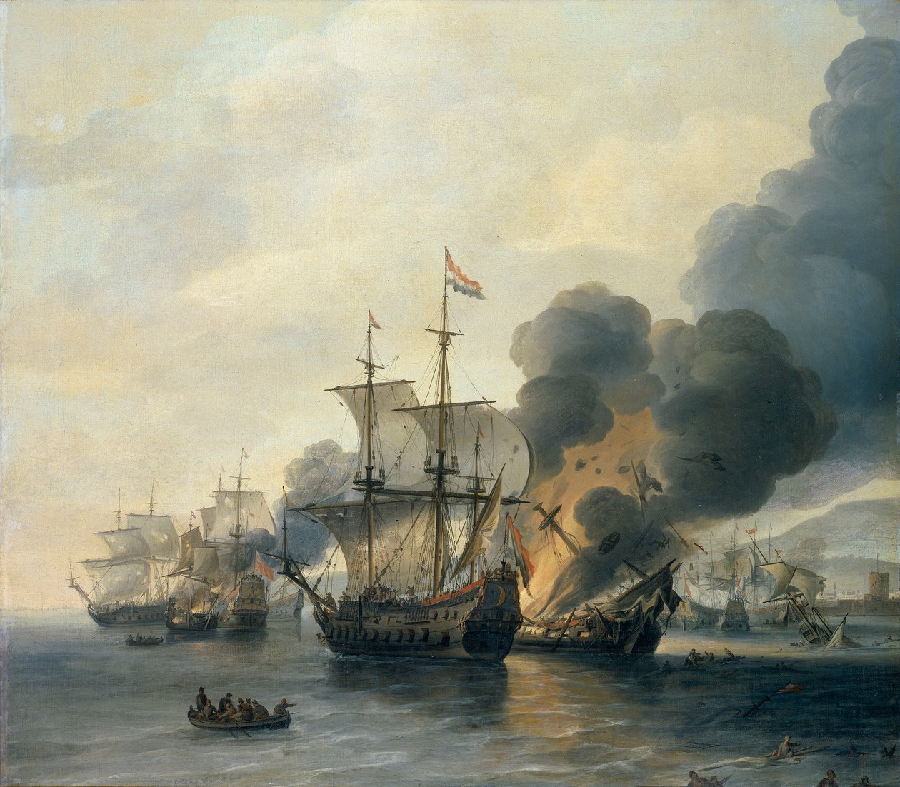 Slaget vid Leghorn, 4 mars 1653, mitten av 1600-talet (olja på duk) av Willem van Diest