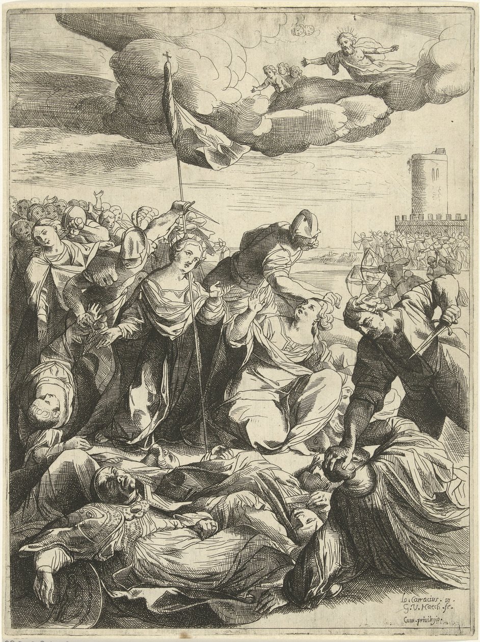 Saint Ursula belägrade av hunnerna av Willem van Haecht (II)