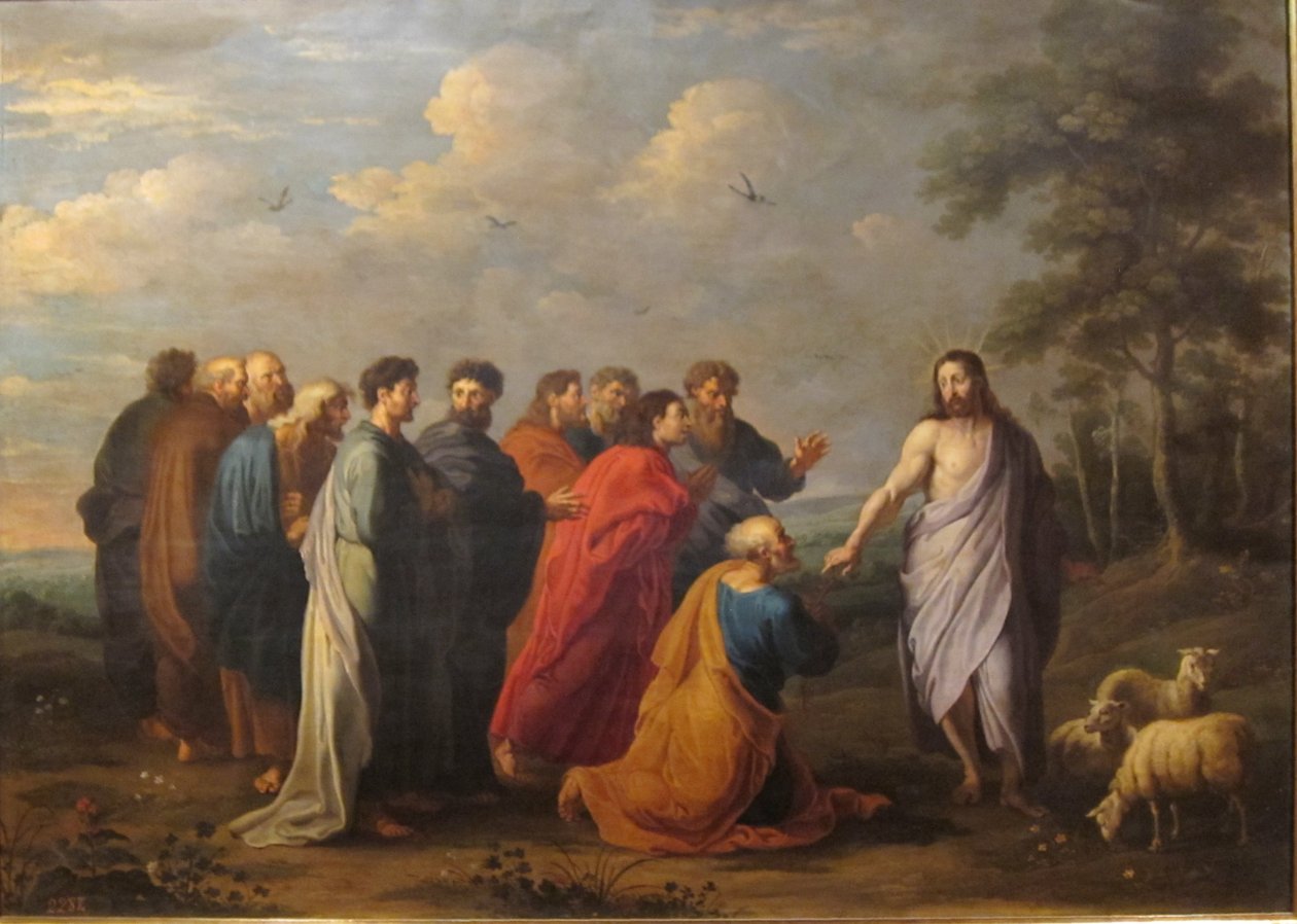 Spanska: Jesucristo entregando las llaves a San Pedro av Willem van Herp
