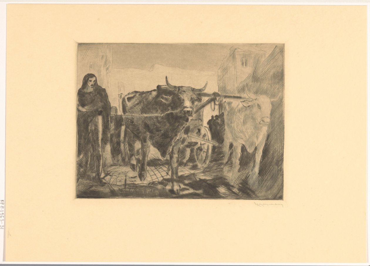 Två oxar för en vagn Oxvagn (originaltitel) av Willem van Konijnenburg (signed by artist)