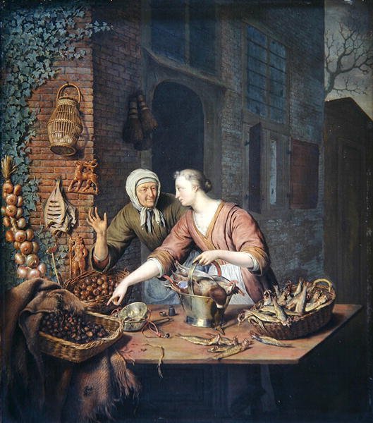The Market Stall, ca 1730 (olja på panel) av Willem Van Mieris