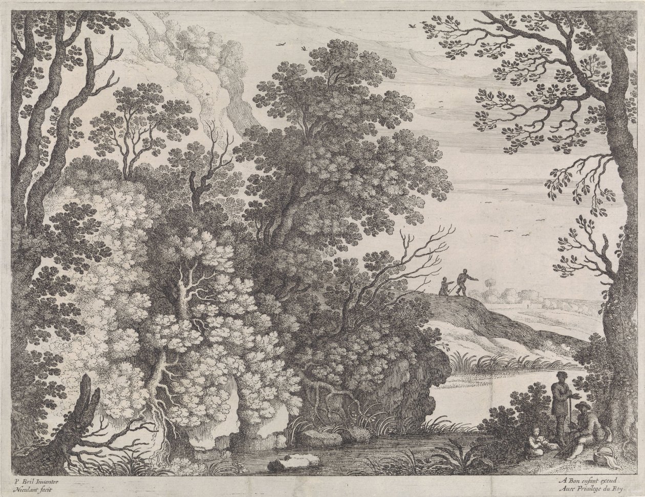 skogslandskap Italienska landskap (serietitel) av Willem van Nieulandt (II)