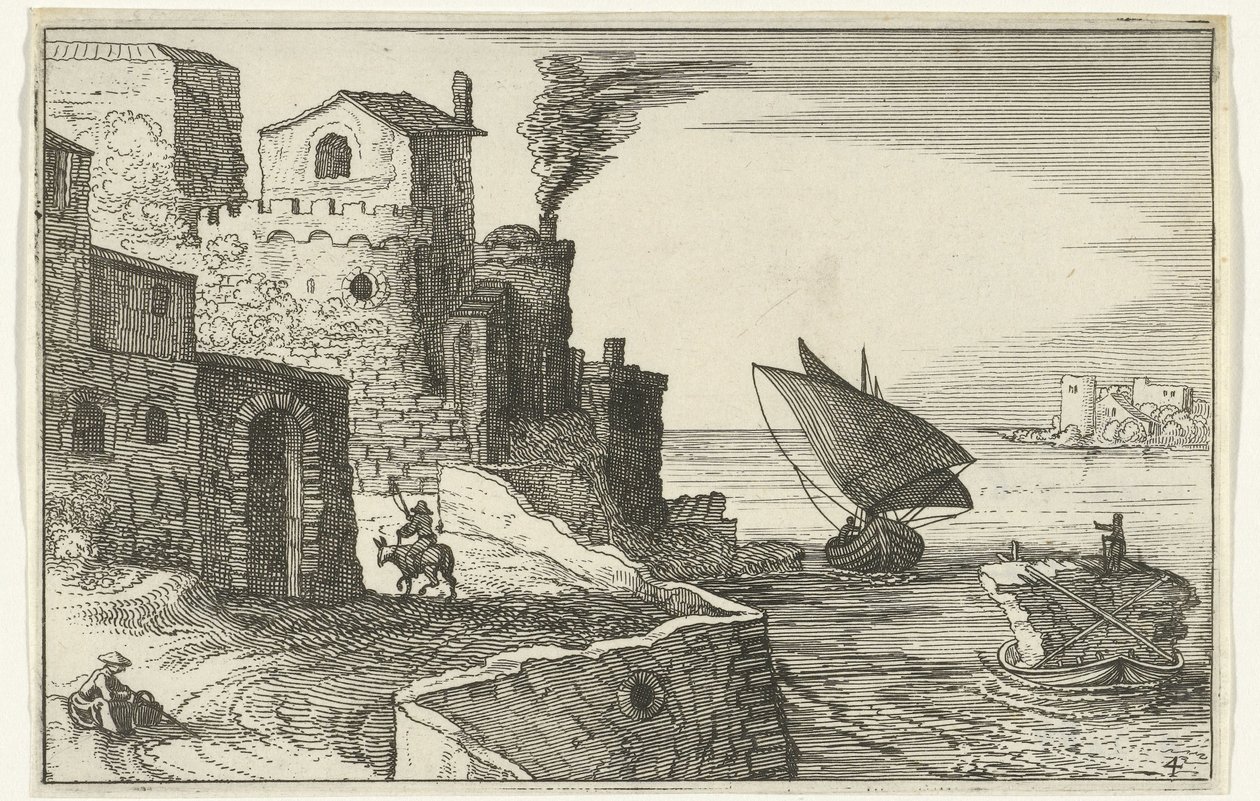 Kustby Romerska ruiner och kustlandskap (serie 1) (serietitel) av Willem van Nieulandt (II)