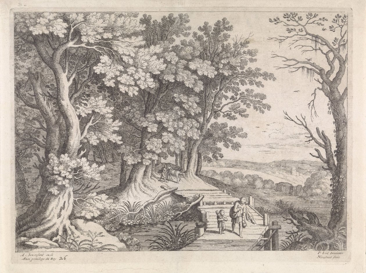 Landskap med Abraham och Isak Italienska landskap (serietitel) av Willem van Nieulandt (II)