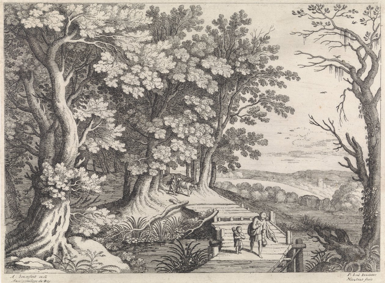 Landskap med Abraham och Isak Italienska landskap (serietitel) av Willem van Nieulandt (II)