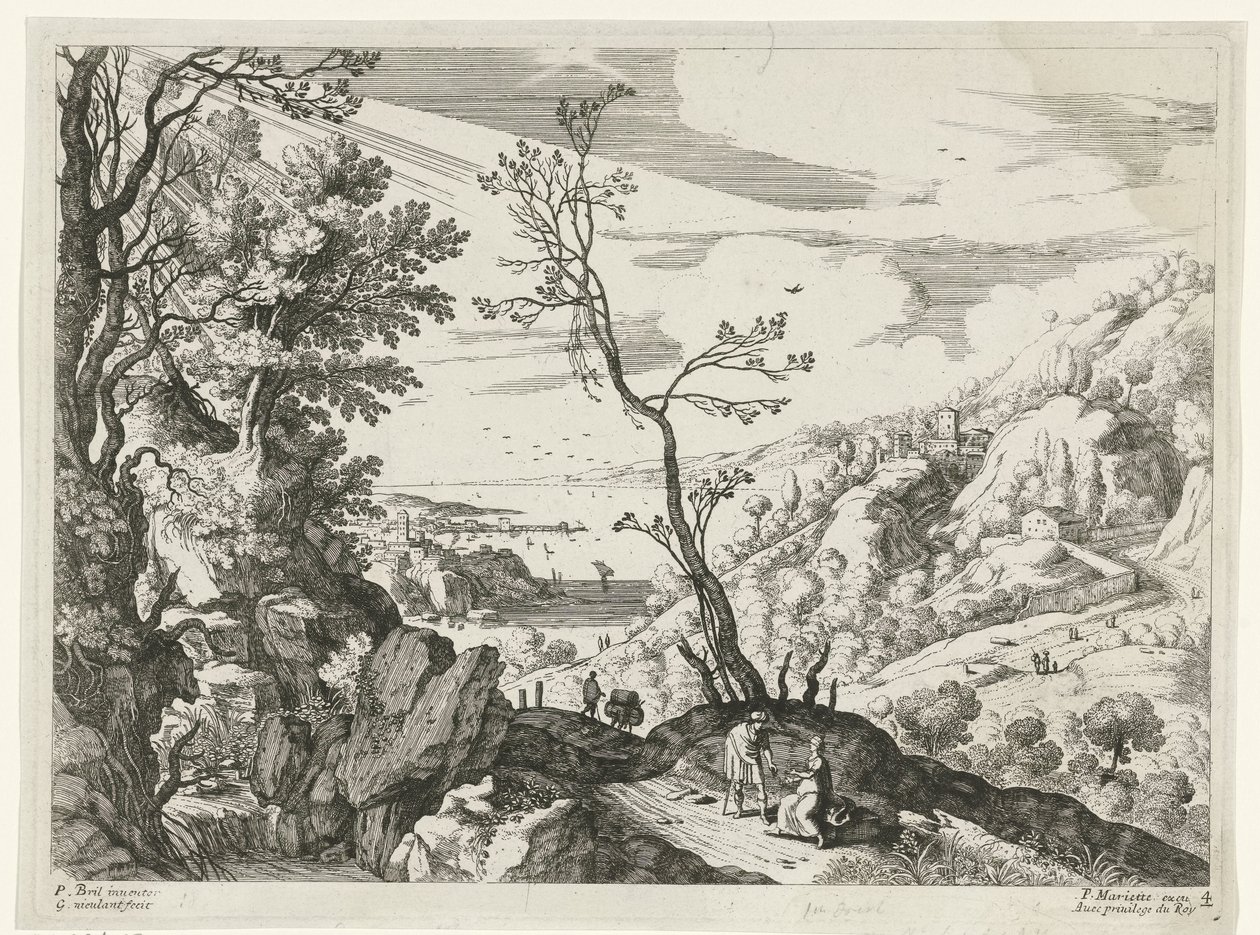 Landskap med Juda och Tamar Italienska landskap (serietitel) av Willem van Nieulandt (II)