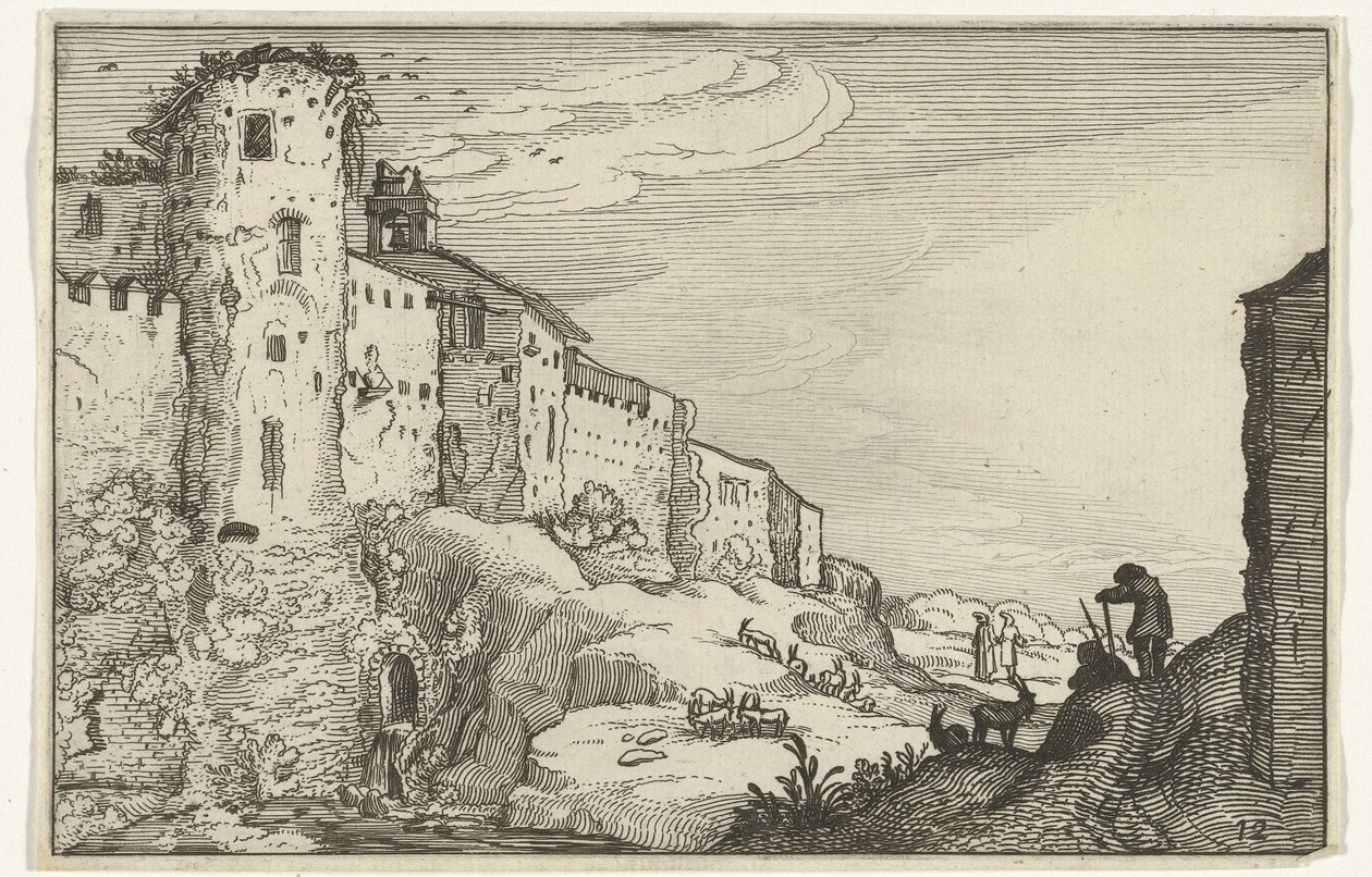Landskap med romerska ruiner Romerska ruiner och kustlandskap (serie 1) (serietitel) av Willem van Nieulandt (II)