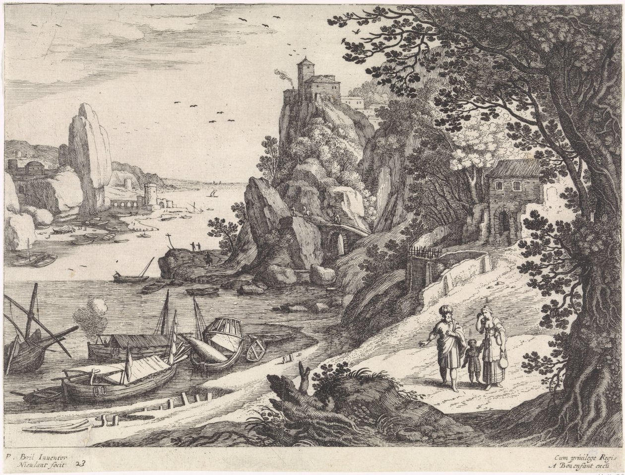 Landskap med utvisningen av Hagar och Ismael Italienska landskap (serietitel) av Willem van Nieulandt (II)