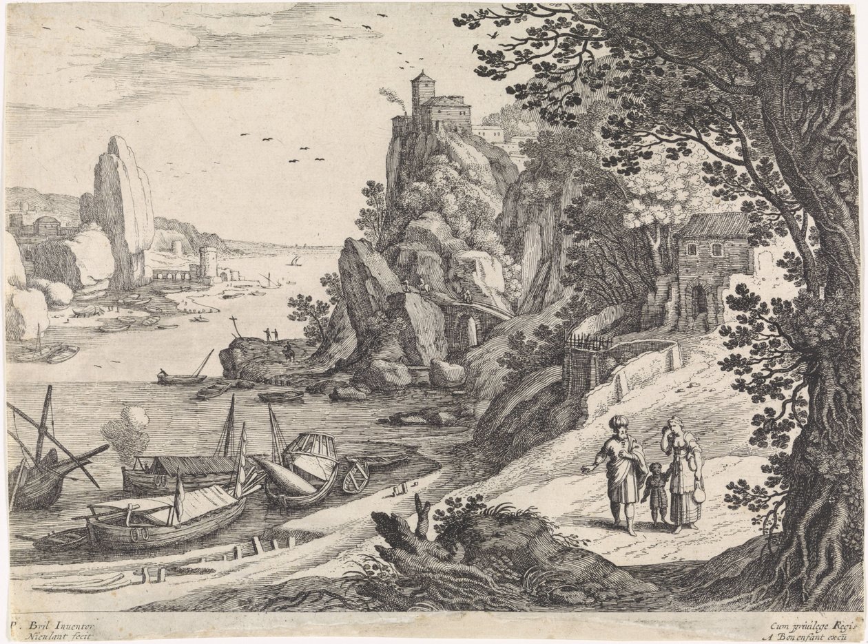 Landskap med utvisningen av Hagar och Ismael Italienska landskap (serietitel) av Willem van Nieulandt (II)