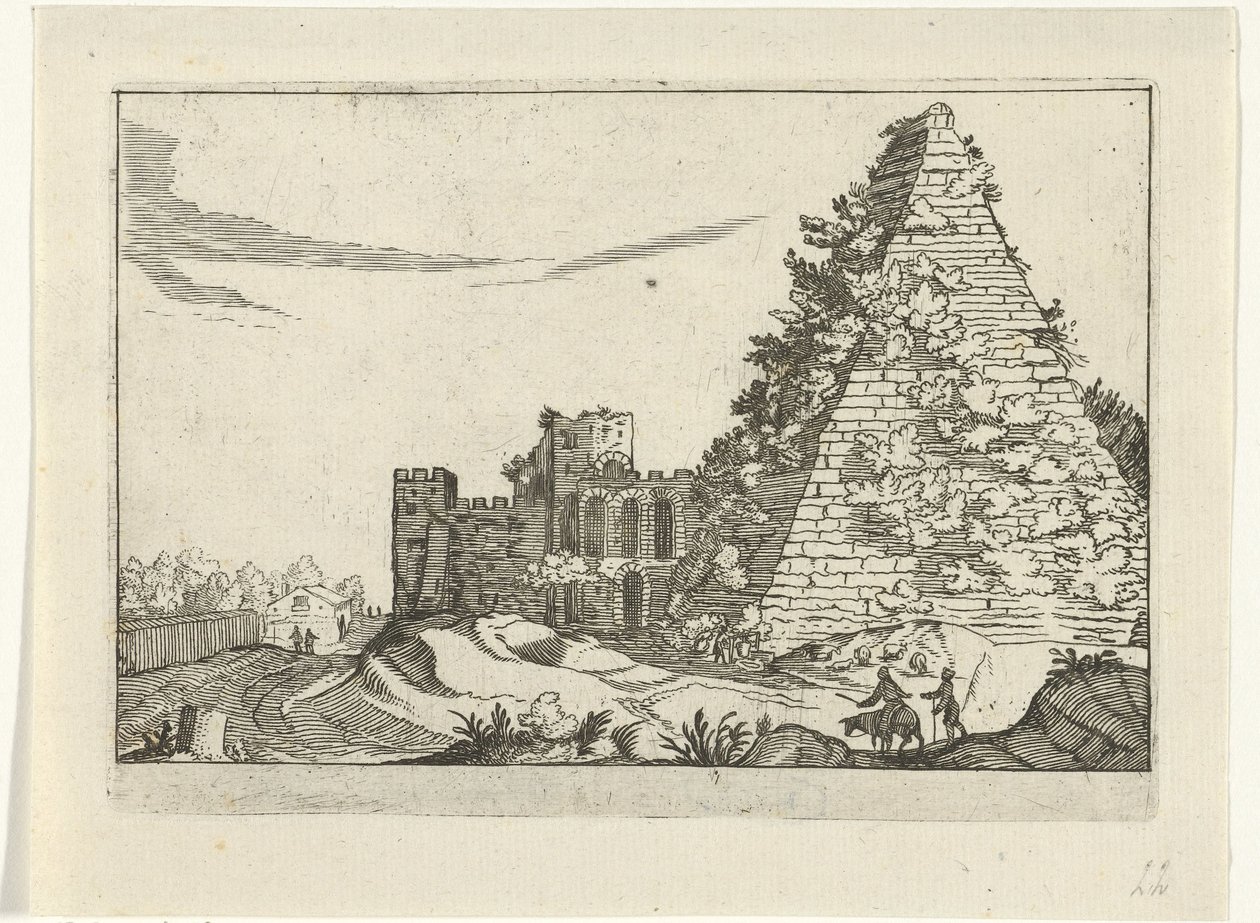 Piramide van Gaius Cestius Romerska ruiner (serie 2) (serietitel) av Willem van Nieulandt (II)