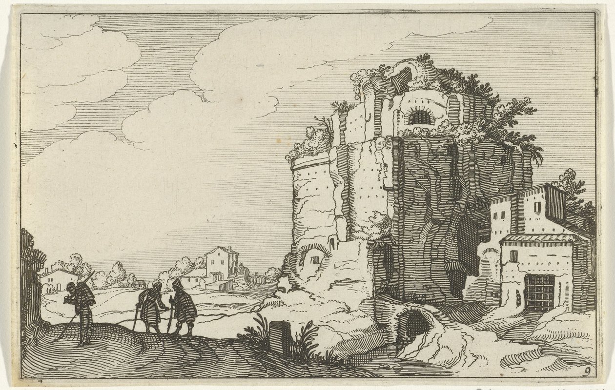 romersk ruin Romerska ruiner och kustlandskap (serie 1) (serietitel) av Willem van Nieulandt (II)
