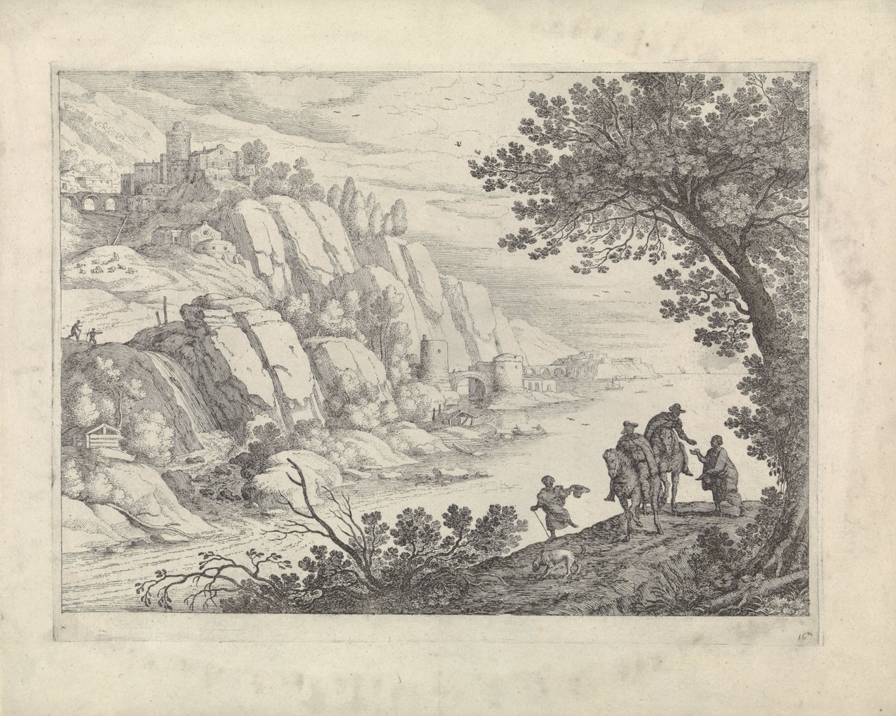 Ryttare och tiggare i ett landskap av Willem van Nieulandt (II)