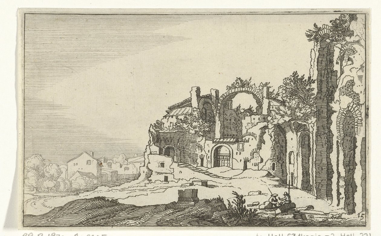 Diocletianus bad Romerska ruiner och kustlandskap (serie 1) (serietitel) av Willem van Nieulandt (II)