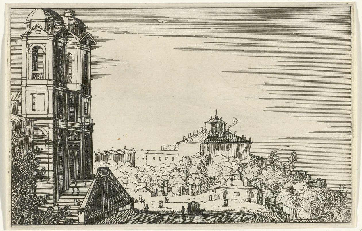 Trinità dei Monti i Rom Romeinse ruïnes en kuslandschappen (serie 1) (serietitel) av Willem van Nieulandt (II)
