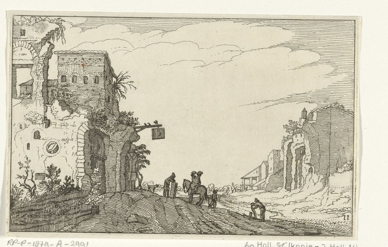 Vägen mellan ruiner Romerska ruiner och kustlandskap (serie 1) (serietitel) av Willem van Nieulandt (II)