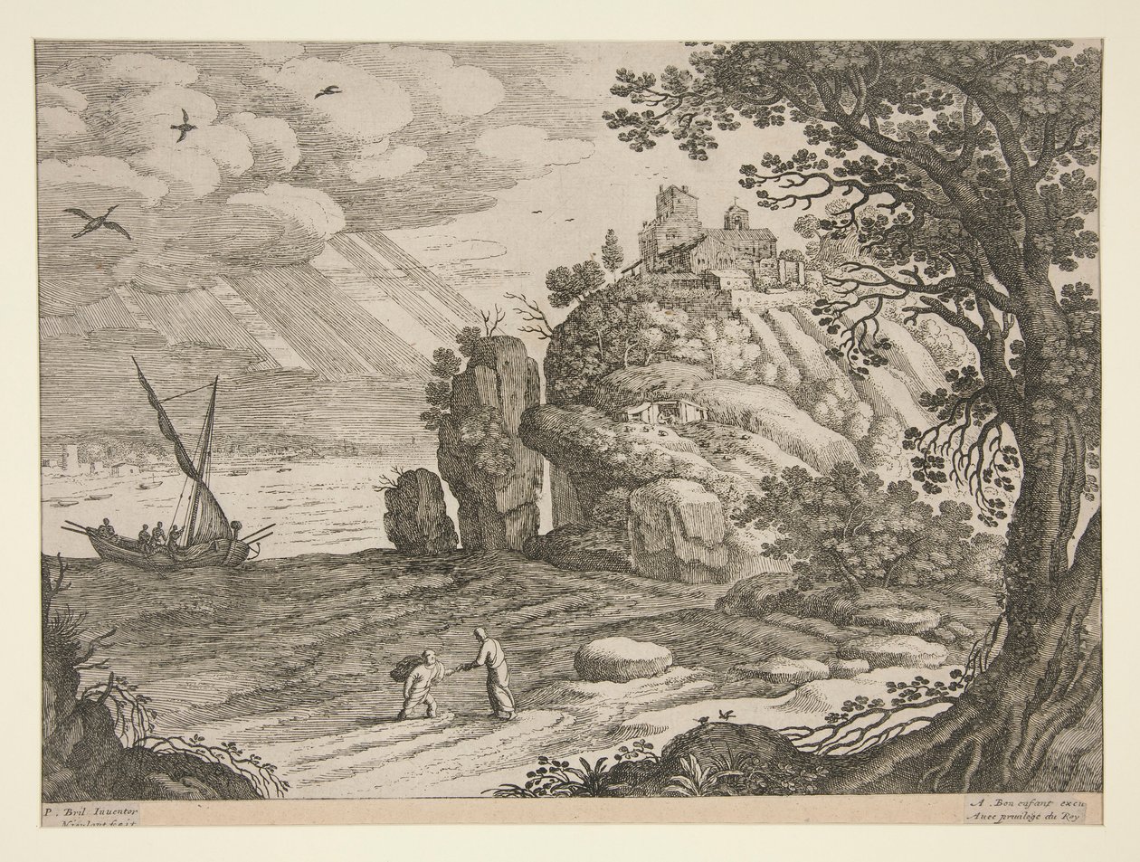 Italienska landskap; en av 30 tallrikar av Willem van Nieulandt II