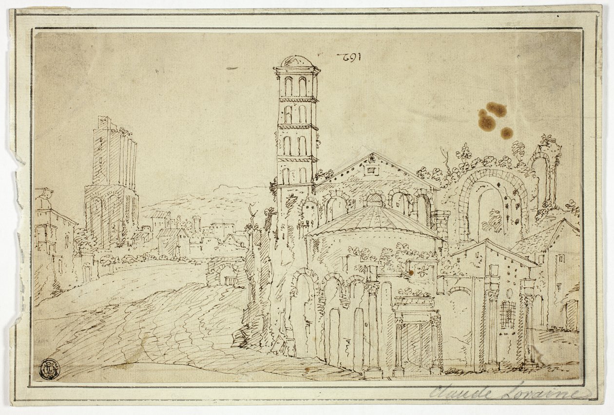 Utsikt i Rom: Torre della Melisa, ruinerna av en tidig kristen kyrka av Willem van Nieuwlandt II