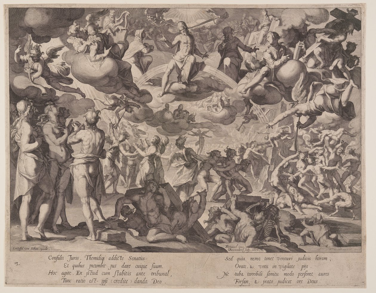 Den yttersta domen, plansch 13 från Rättvisans tron (Thronus Iustitiae) av Willem van Swanenburgh