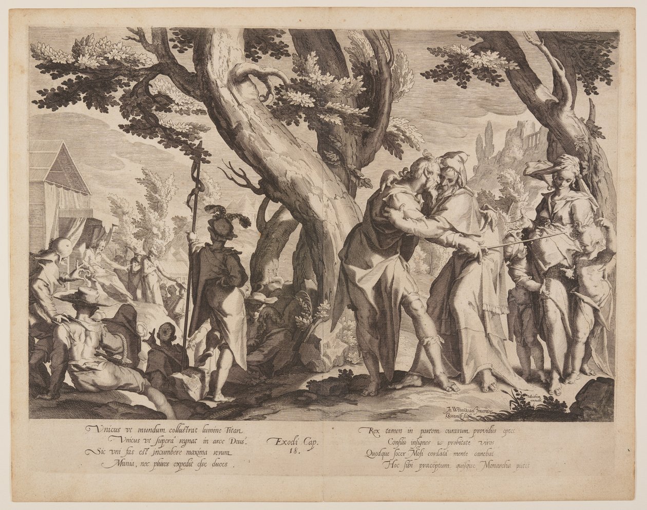 Mötet mellan Moses och Jethro, plansch 1 från Thrones of Justice (Thronus Iustitiae) av Willem van Swanenburgh