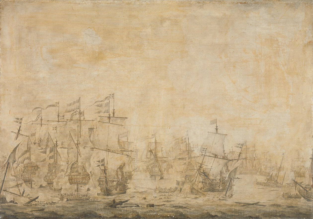 Slaget mellan den holländska och svenska flottan, i Öresund, 8 november 1658 av Willem van de Velde (I) (attributed to)