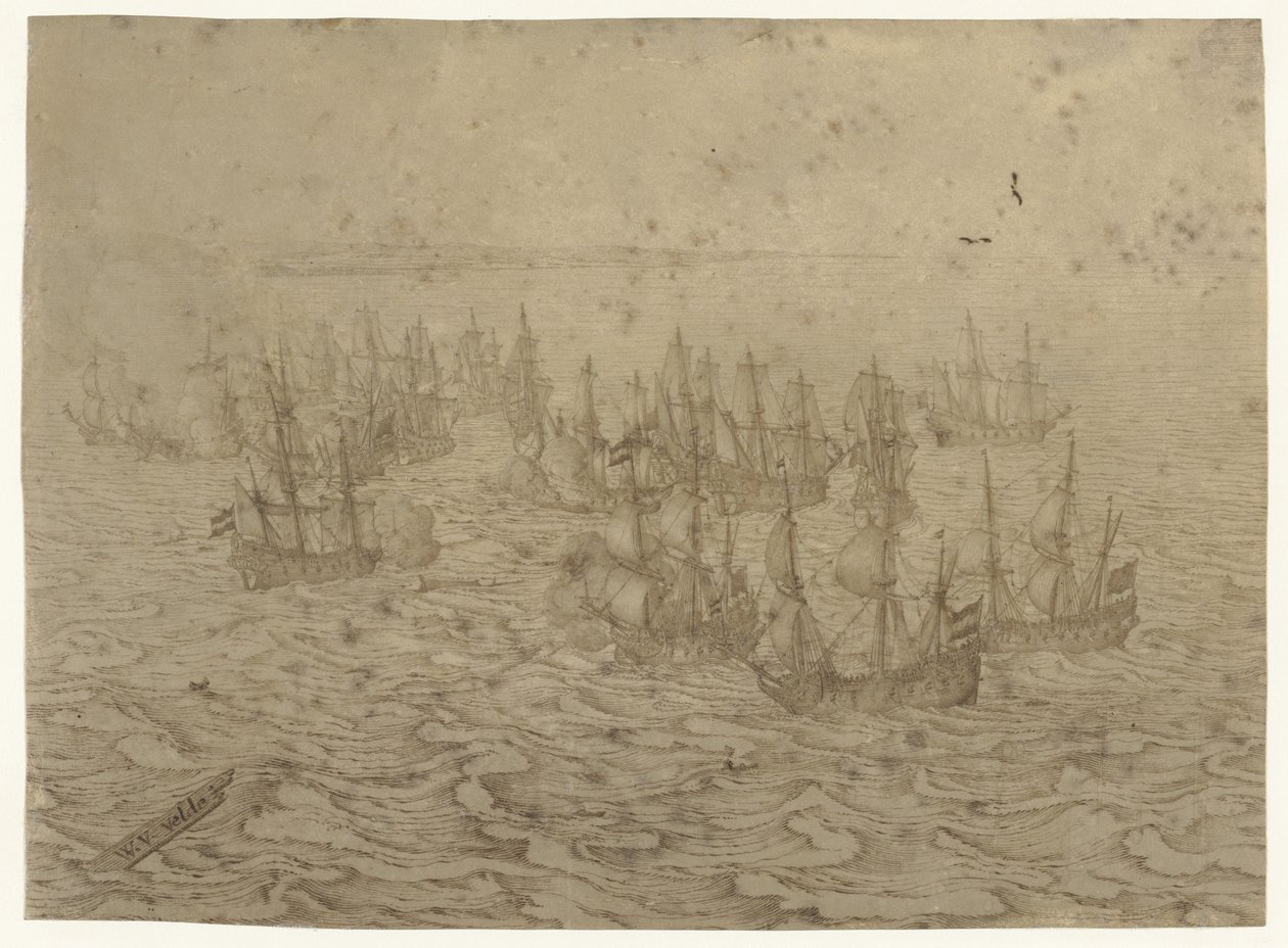 Sjöstrid utanför en kust av Willem van de Velde (I) (possibly)