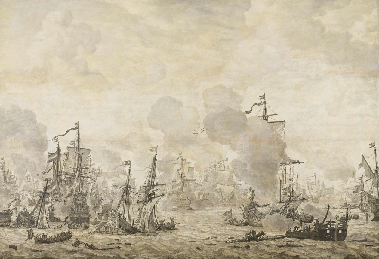 Avsnitt från slaget mellan den holländska och svenska flottan i Öresund, 8 november 1658 av Willem van de Velde (I)