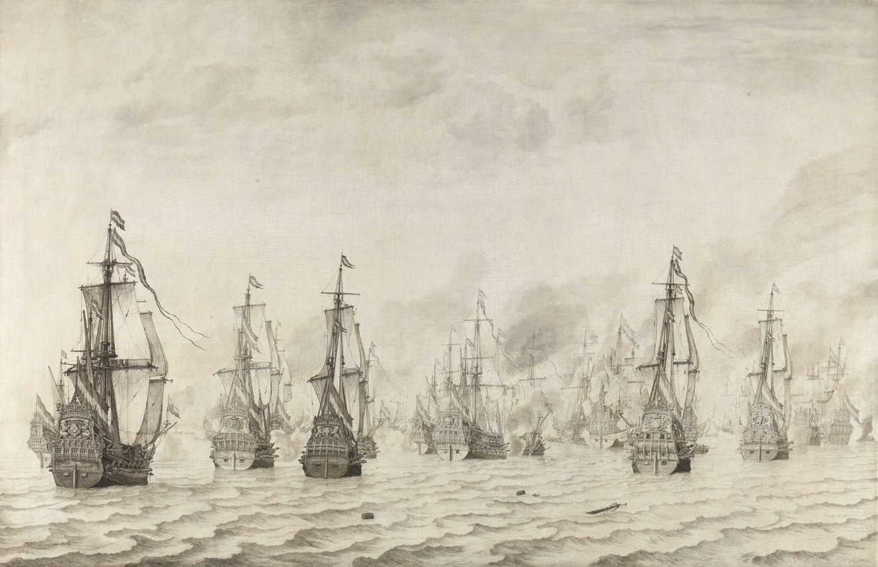 Slaget vid Dunkerque Sjöstriden mot spanjorerna nära Dunkerque, 18 februari 1639 av Willem van de Velde (I)