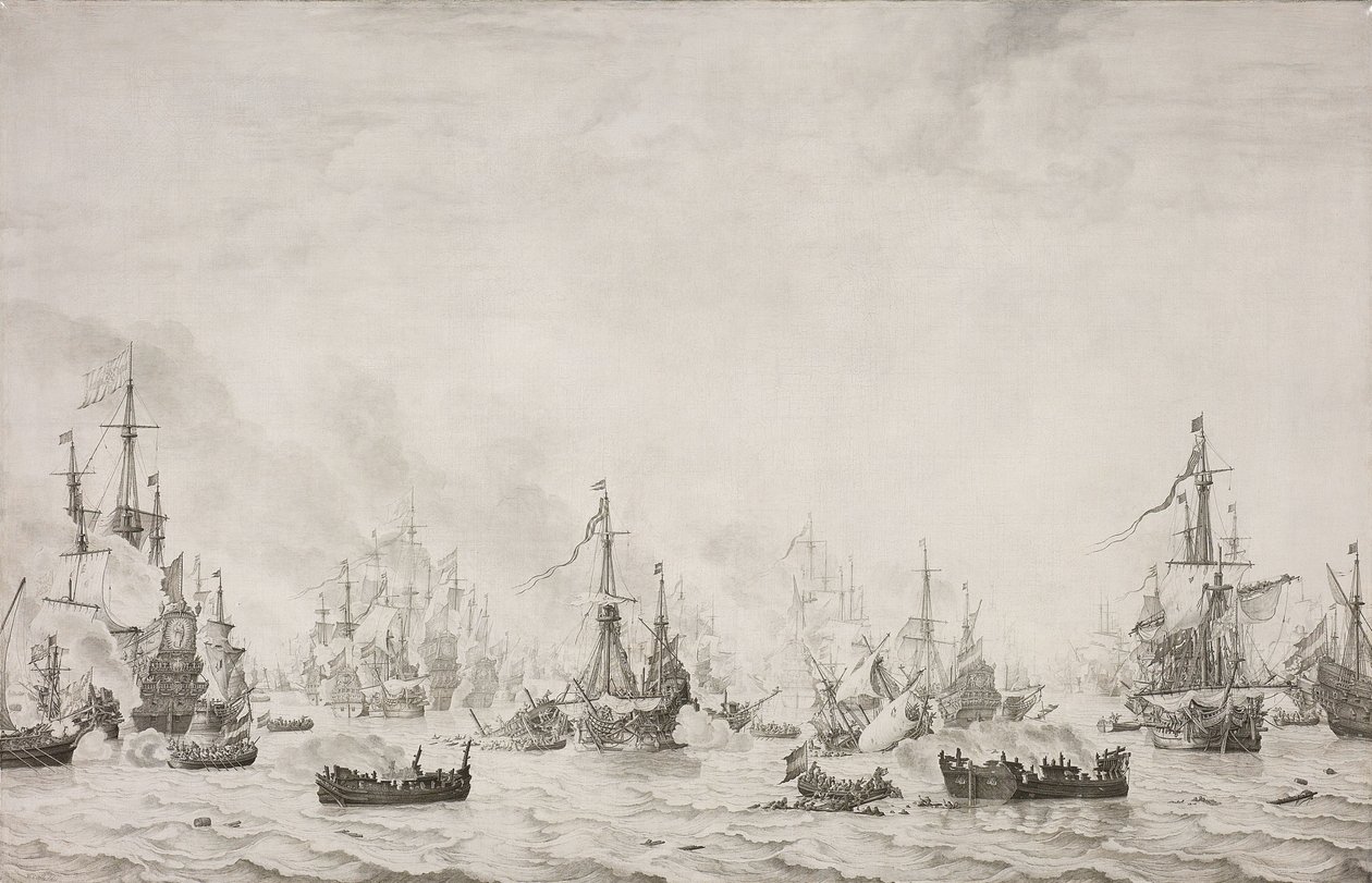Slaget vid Downs Slaget vid Downs mot den spanska armadan, 21 oktober 1639 av Willem van de Velde (I)