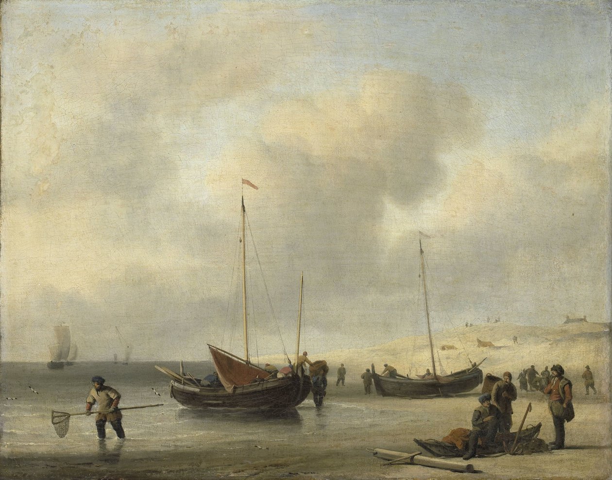 Fishing Boats on Shore (The Shore, Lossing a Fishing Smack) av Willem van de Velde (II)