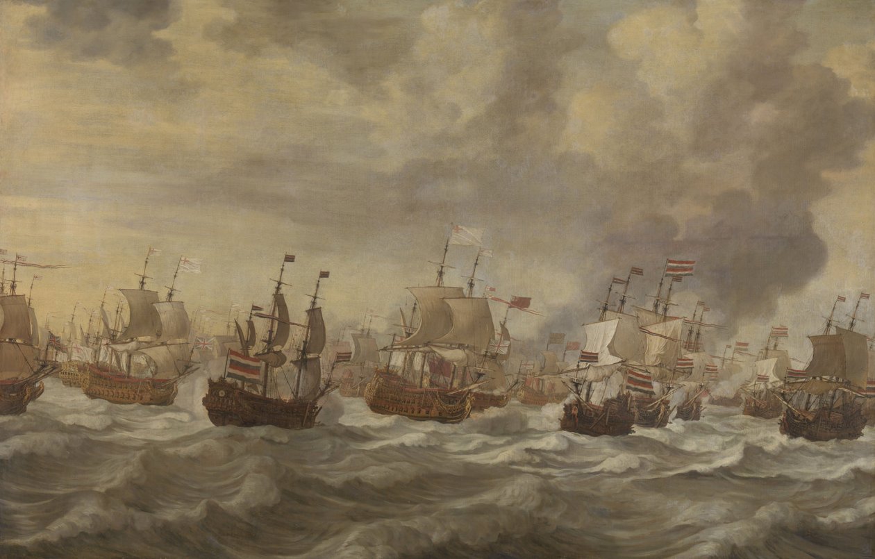 Avsnitt från Four Days Naval Battle i juni 1666 av Willem van de Velde