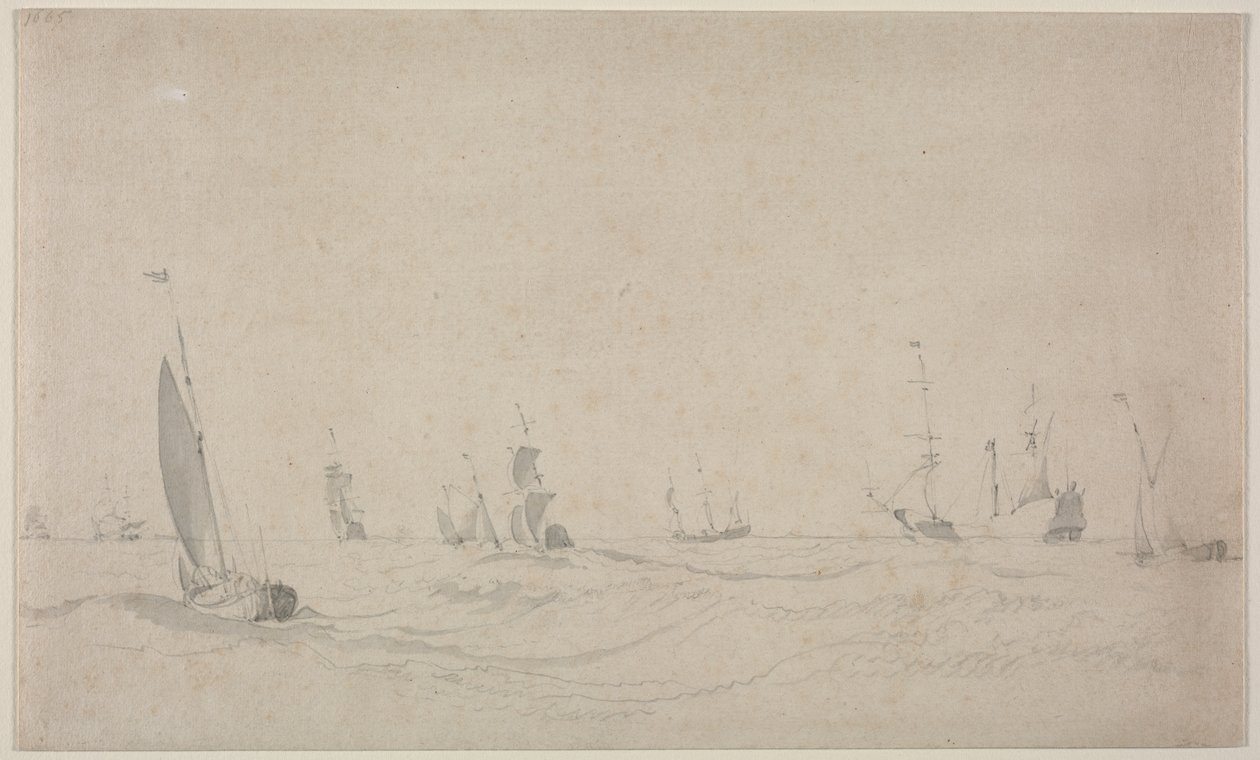 Frakt på ett grovt hav, 1665. av Willem van de Velde