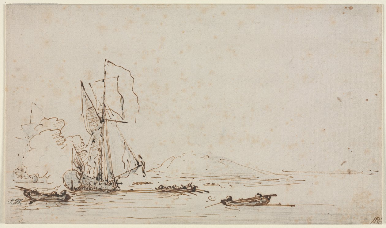 Yacht tar emot salut av Willem van de Velde