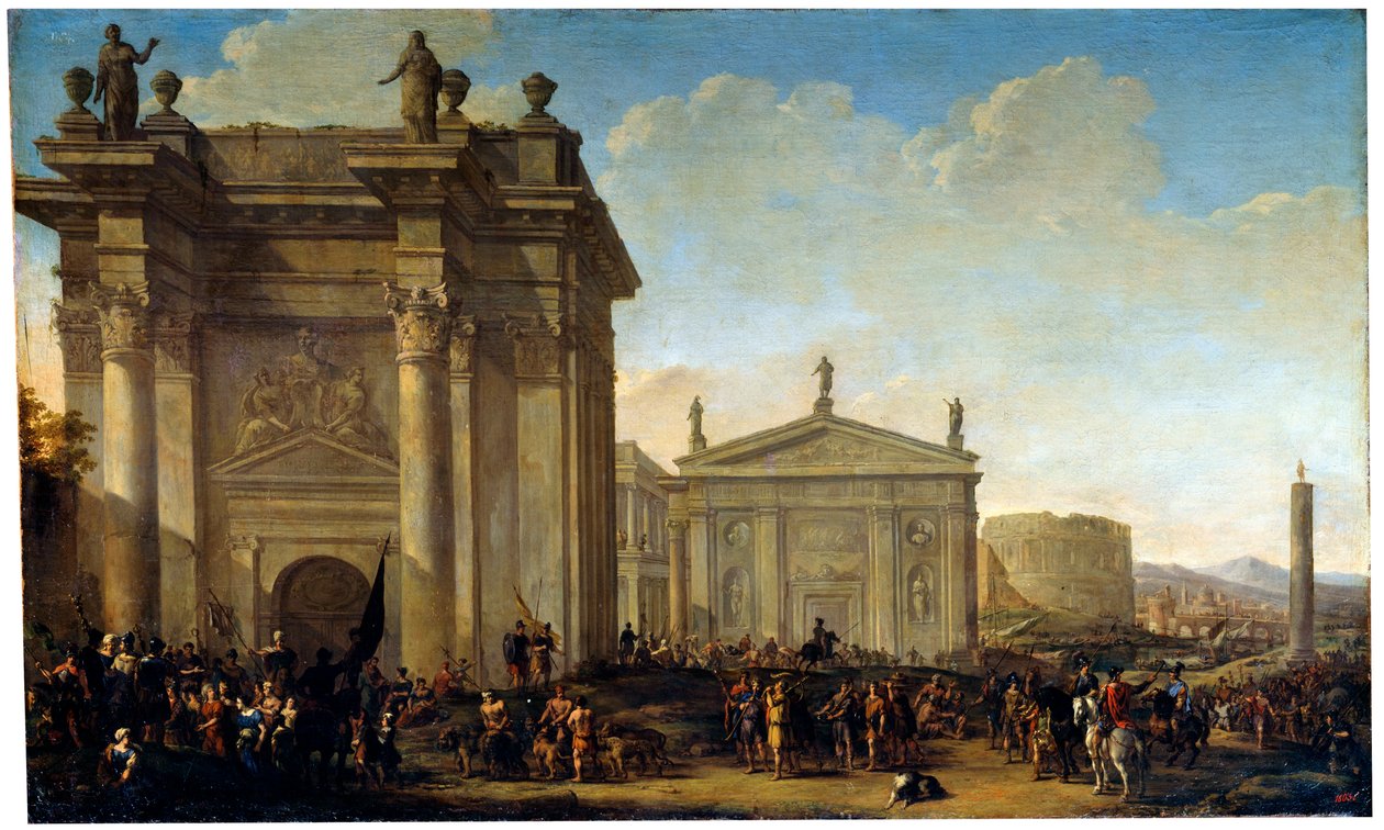 En triumfprocession, 1600- eller tidigt 1700-tal av Willem van de Velde the Younger