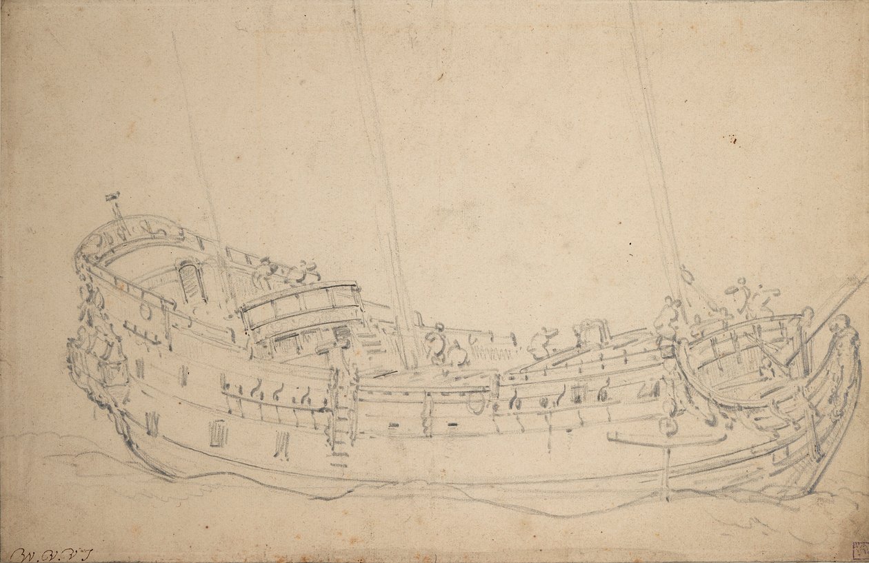 Porträtt av en engelsk femtekolonnare, ca 1675 (grafit) av Willem van de Velde the Younger
