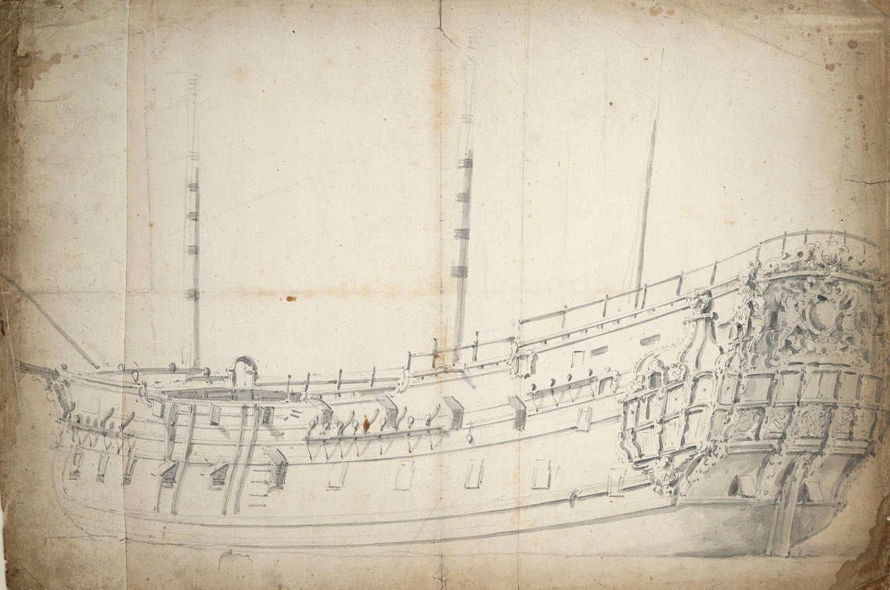 Porträtt av en engelsk tvådäckare av Willem van de Velde the Younger
