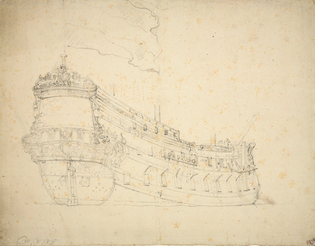 Porträtt av "Wakende Boei", ca 1664 (offset) av Willem van de Velde the Younger