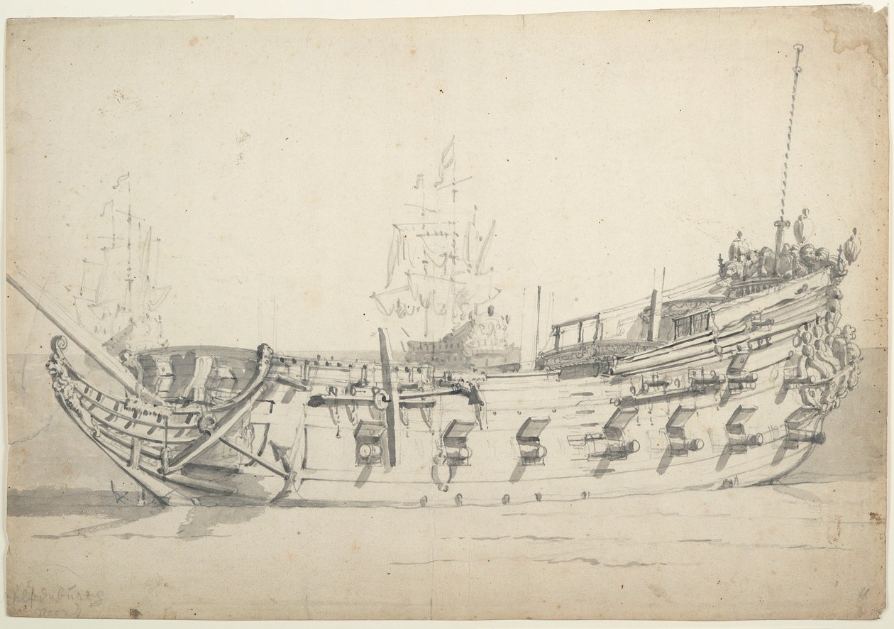 Porträtt av "Wulpenburg Amsterdam", ca 1659 (grafit, grå lav) av Willem van de Velde the Younger