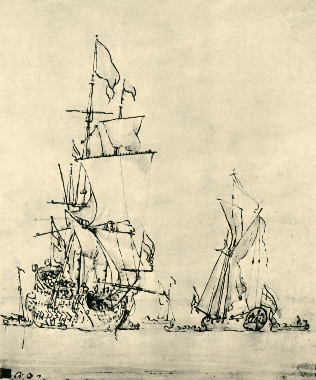 Fartyg till sjöss, mitten av slutet av 1600-talet, 1943. av Willem van de Velde the Younger