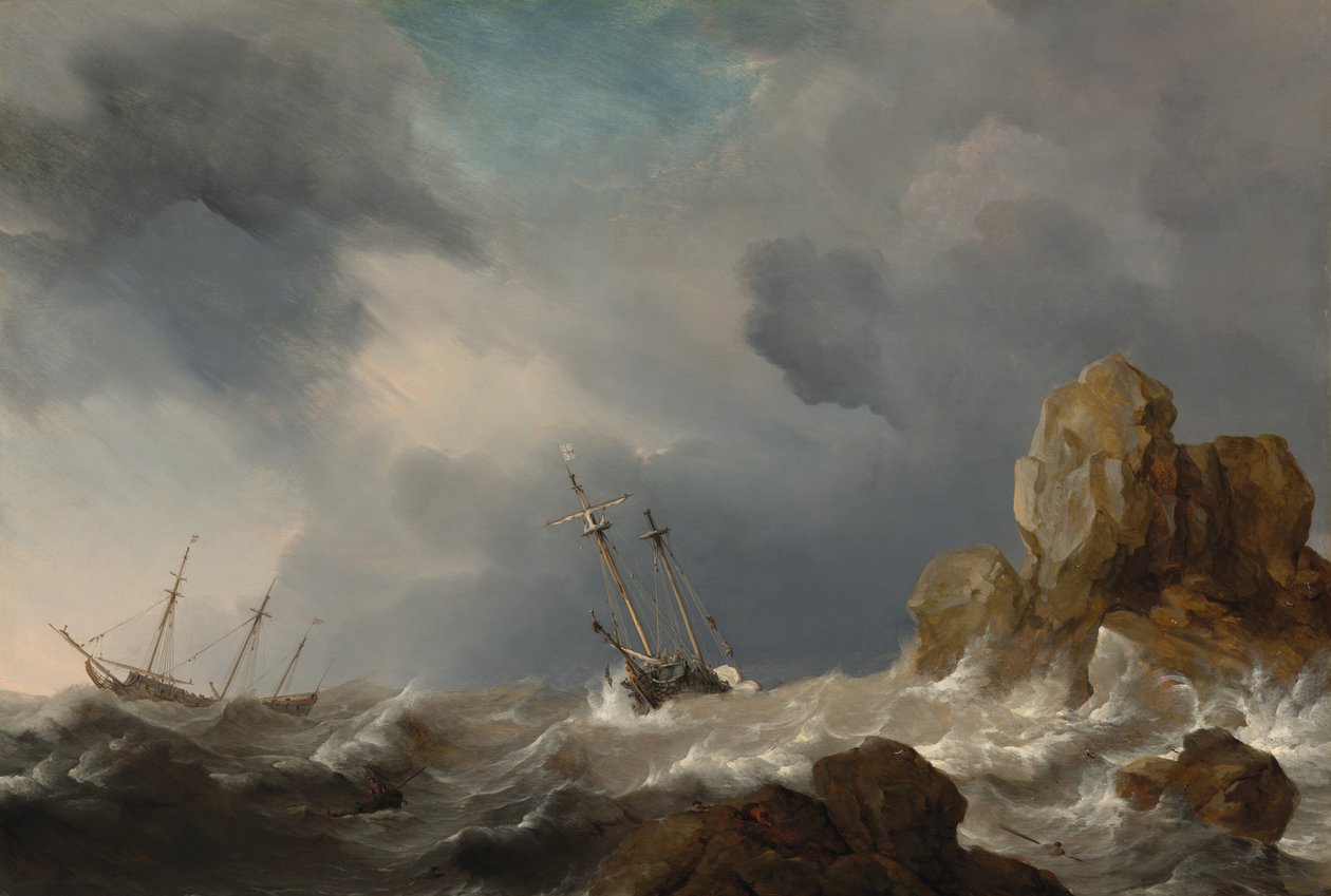 Skickar i storm av Willem van de Velde the Younger