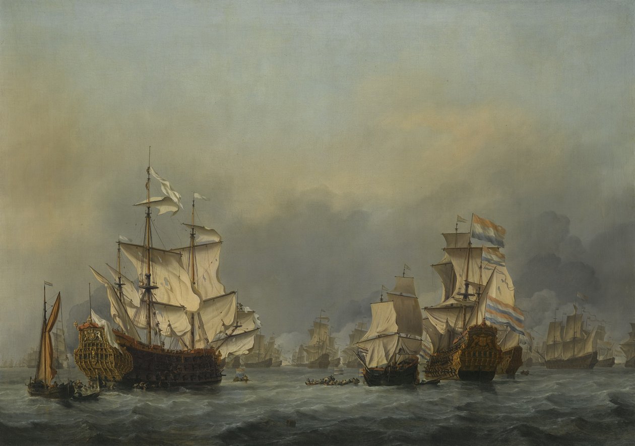 Fyra dagars striden, ca. 1670 av Willem van de Velde the Younger