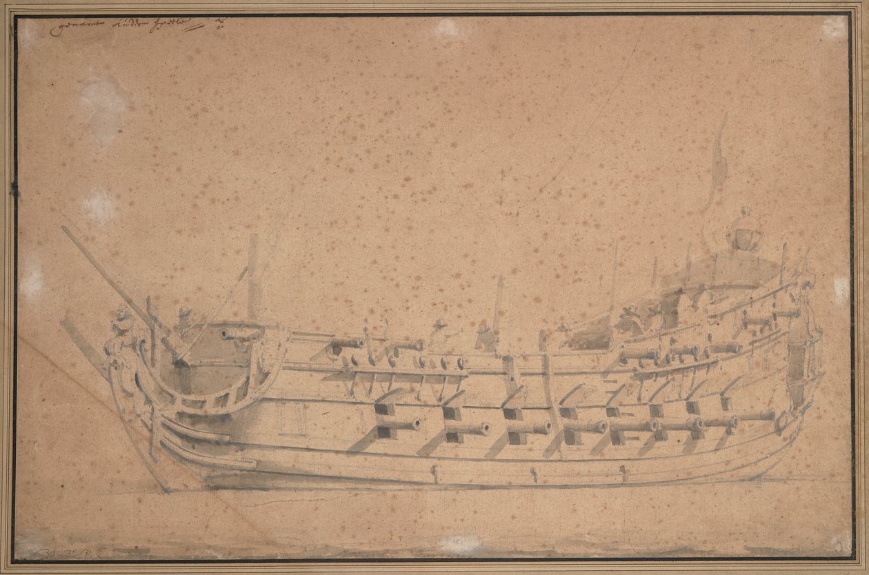 "Lekpriset", ca 1689 (grafit, grå lav) av Willem van de Velde the Younger